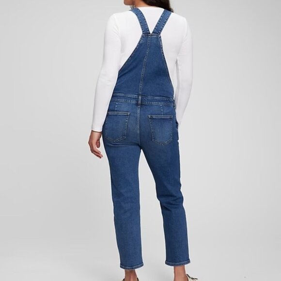 Like New GAP Women's Medium Wash Maternity Stretch Denim Overalls — L - Picture 2 of 4